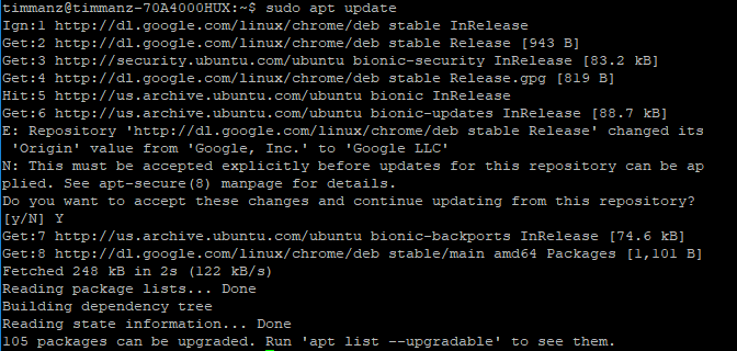 repository http dl google com linux chrome deb stable release changed its origin value from google inc to google llc